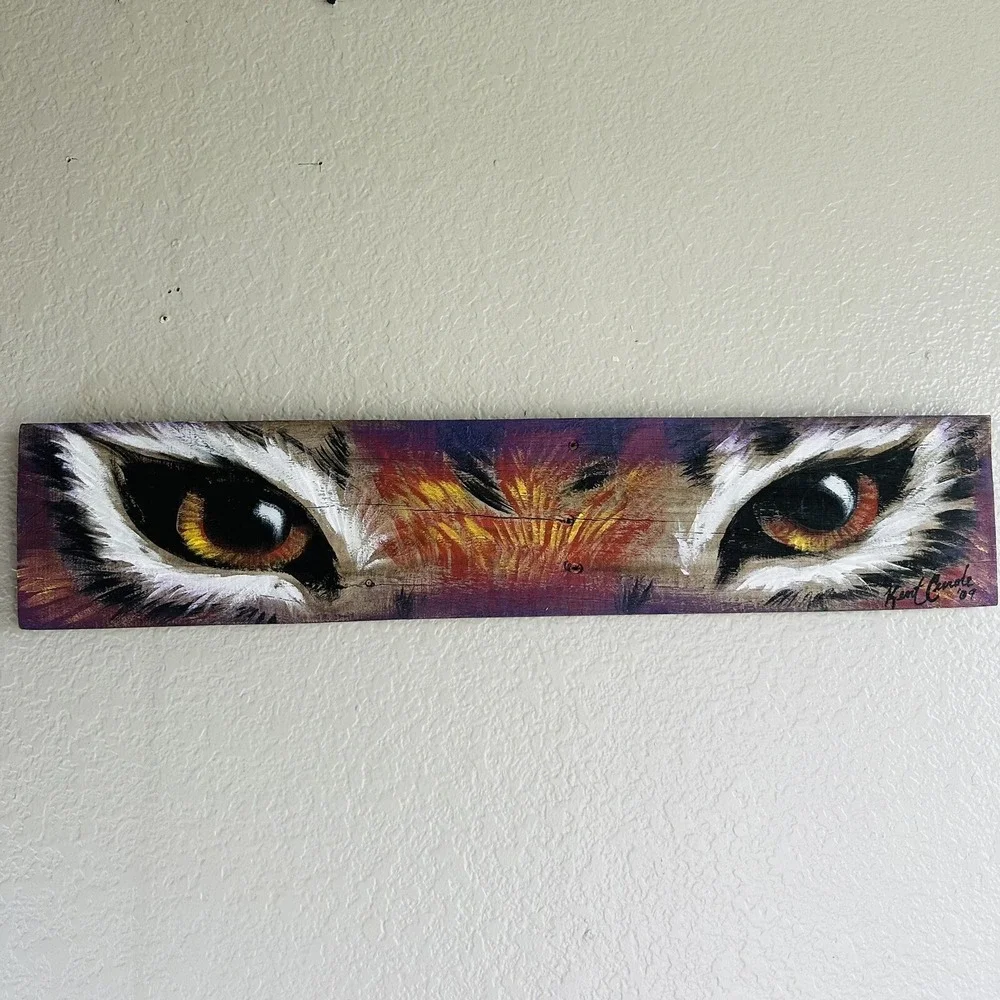 Eyes Of The Tiger Oil Painting Signed By Artist Kent Curole '09, 5.5